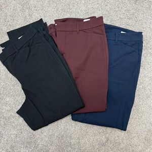 Lot of 3 - Old Navy Women's Cropped Pixie Pants - Black, Burgundy, Navy